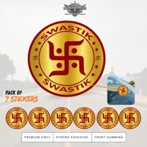 SWASTIK Round Car Windshield Front Gumming Vinyl Stickers (Inside Pasting) – Pack of 7