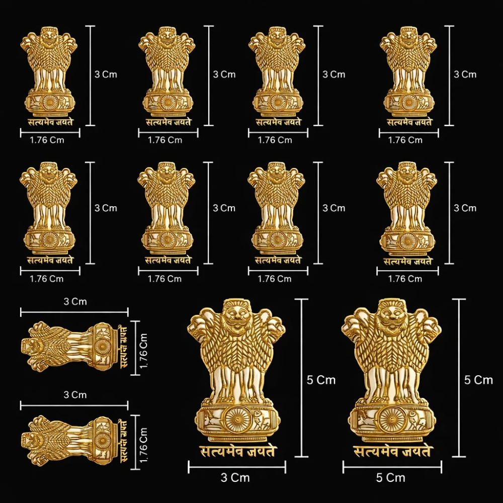 Premium Quality 24K Gold Plated Ashoka Emblem Metal Stickers – Pack of 12 - Image 3