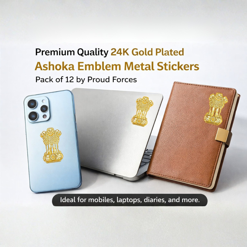 Premium Quality 24K Gold Plated Ashoka Emblem Metal Stickers – Pack of 12 - Image 2