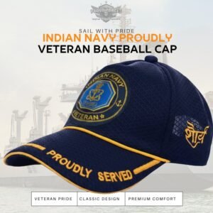 Premium Quality Indian Navy Proudly Baseball Cap for Veterans(Blue Color)