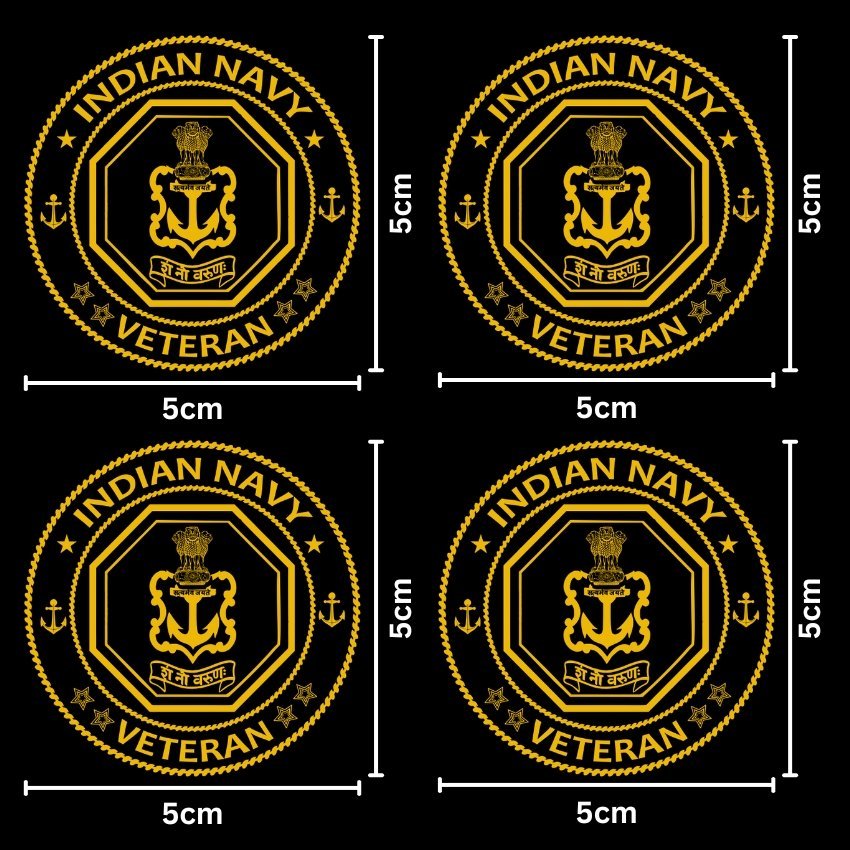 Navy Veteran 24K Gold Plated Metal Sticker (Premium Quality) – Pack of 4. - Image 2