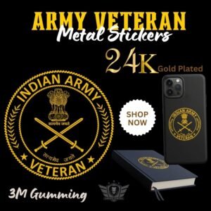 ARMY Veteran 24K Gold Plated Metal Sticker (Premium Quality) – Pack of 4