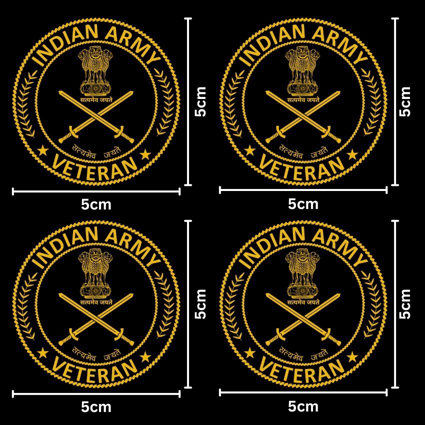 ARMY Veteran 24K Gold Plated Metal Sticker (Premium Quality) – Pack of 4 - Image 2
