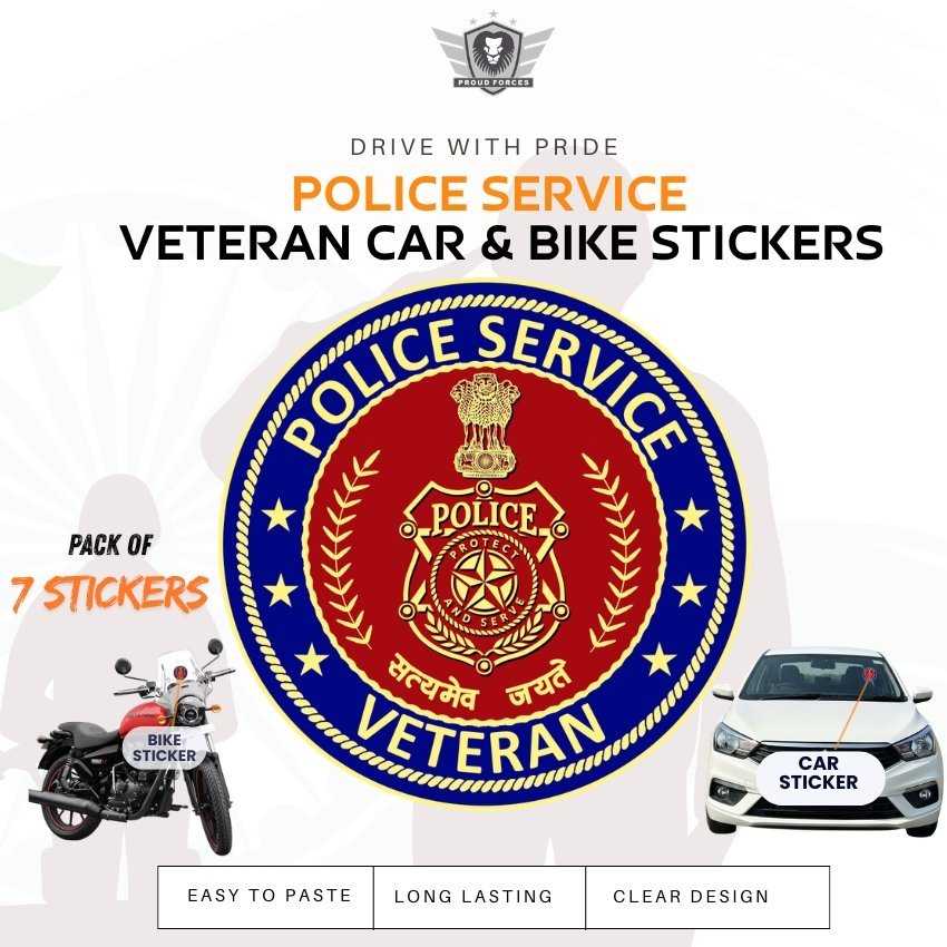 Premium Quality Police Service Veteran Car & Bike Stickers