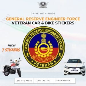 Premium Quality General Reserve Engineer Force (GREF) Veteran Car & Bike Stickers