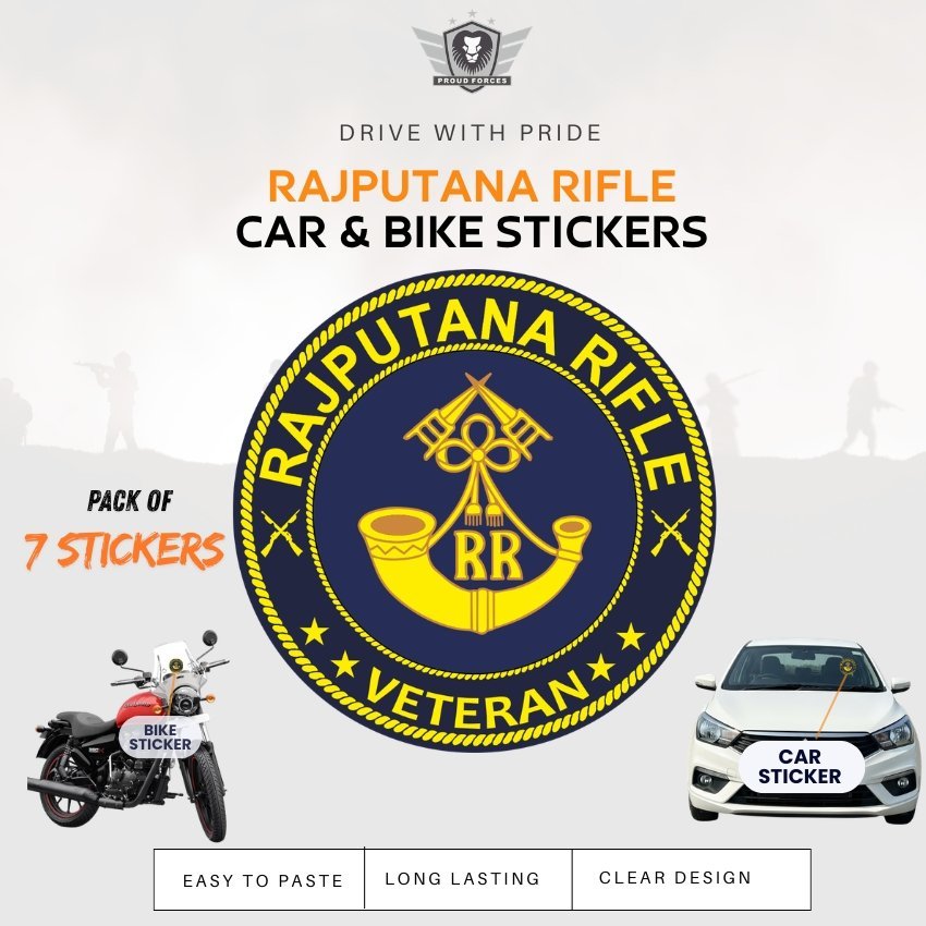 Premium Quality Rajputana Rifles Veteran Car & Bike Stickers