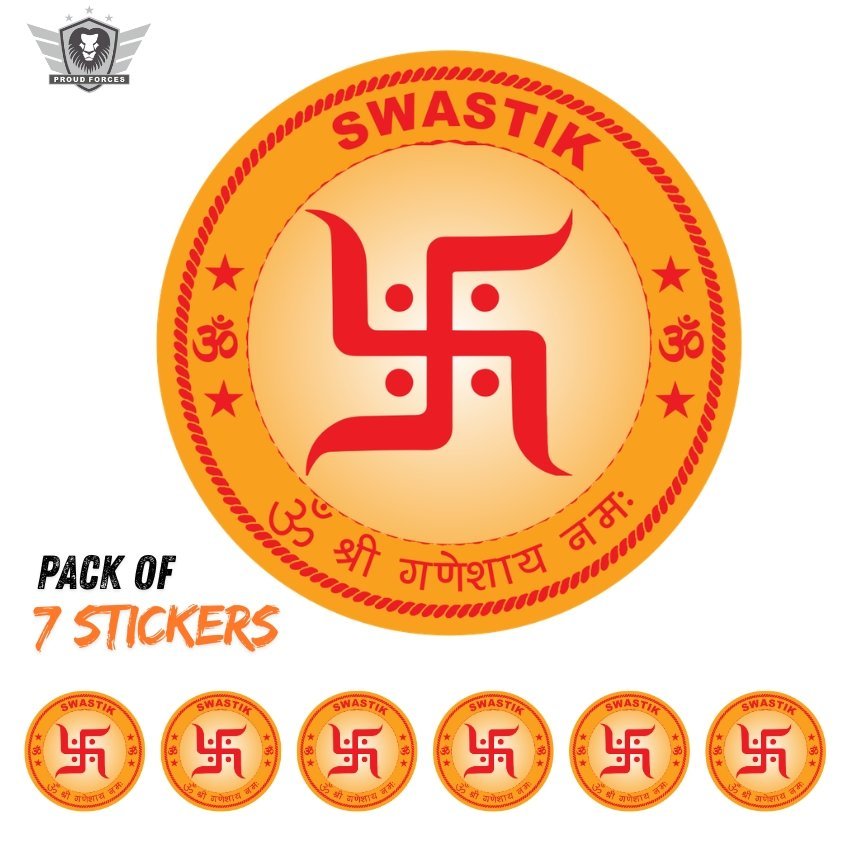 SWASTIK Round Car Windshield Front Gumming Vinyl Stickers (Inside Pasting) – Pack of 7 - Image 3