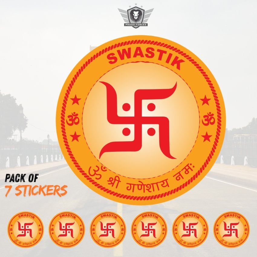 SWASTIK Round Car Windshield Front Gumming Vinyl Stickers (Inside Pasting) – Pack of 7