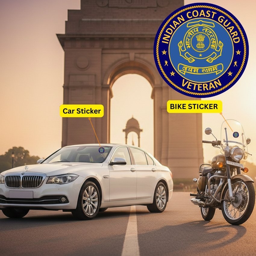 Premium Quality Indian Coast Guard (ICG) Veteran Car & Bike Stickers - Image 2