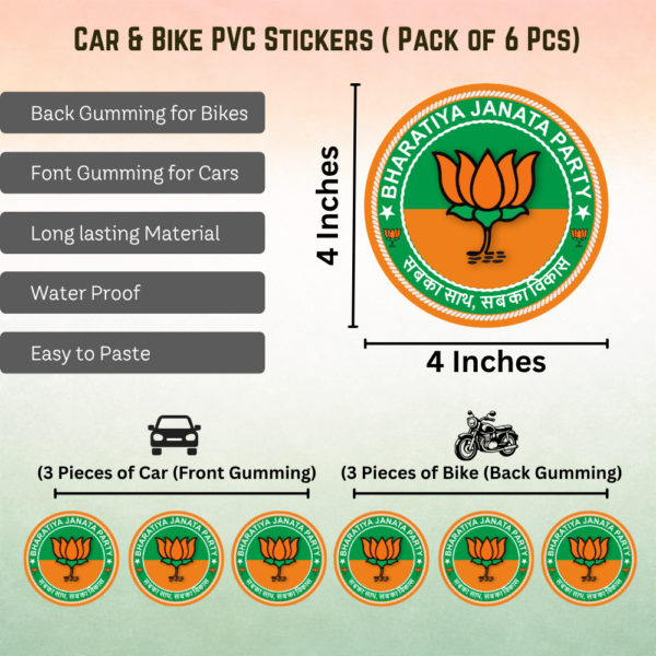 BJP-Bhartiya Janta Party Bike & Car Sticker-6PCS - Image 3