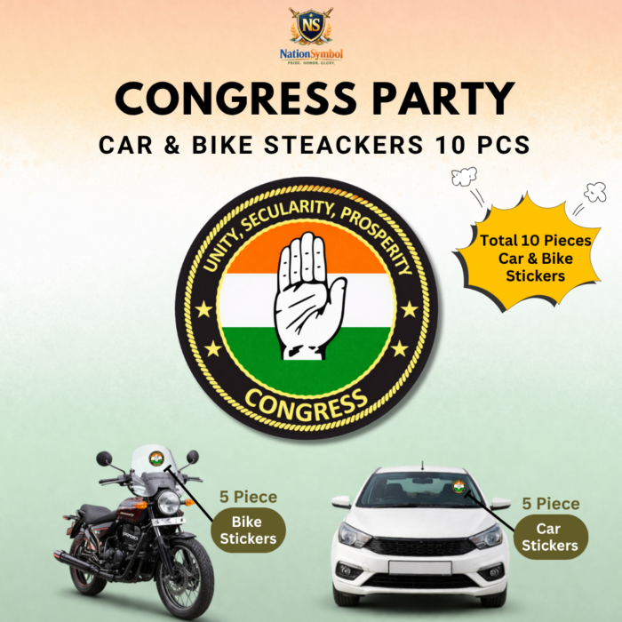 Congress Party Car & Bike Sticker – Pack of 10