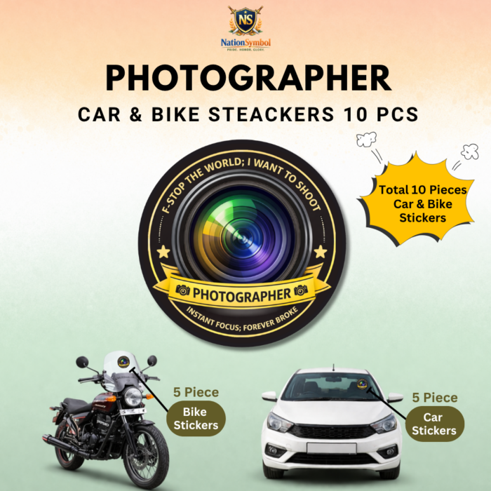 Photographer Car & Bike Sticker – Pack of 10