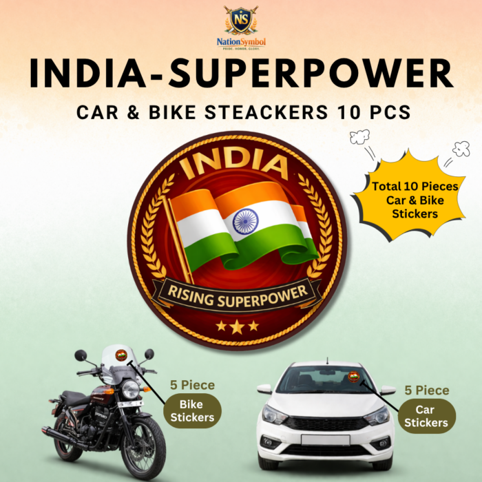 India Rising Superpower Car & Bike Sticker – Pack of 10