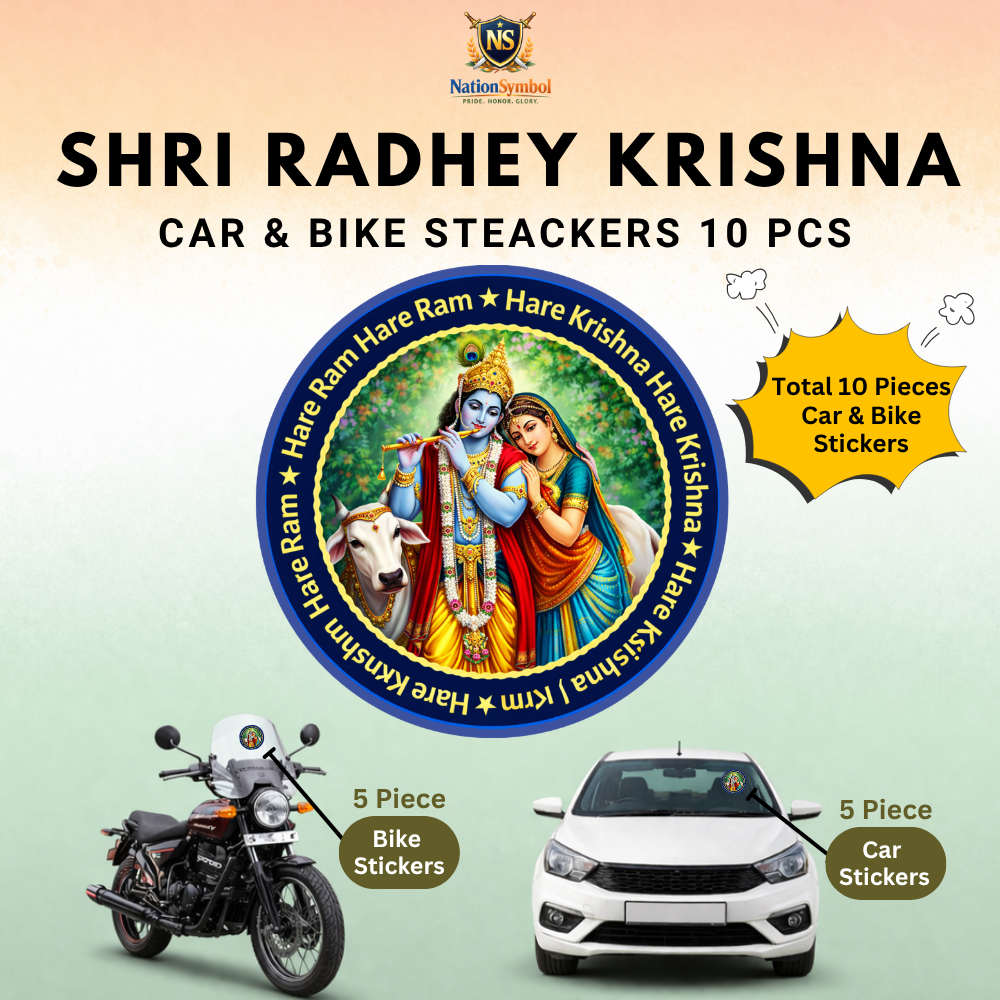 Shree Radhey Krishna Ji Car & Bike Sticker – Pack of 10