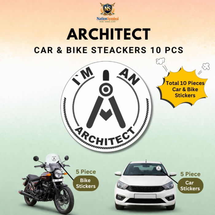 Architect White Car & Bike Sticker – Pack of 10