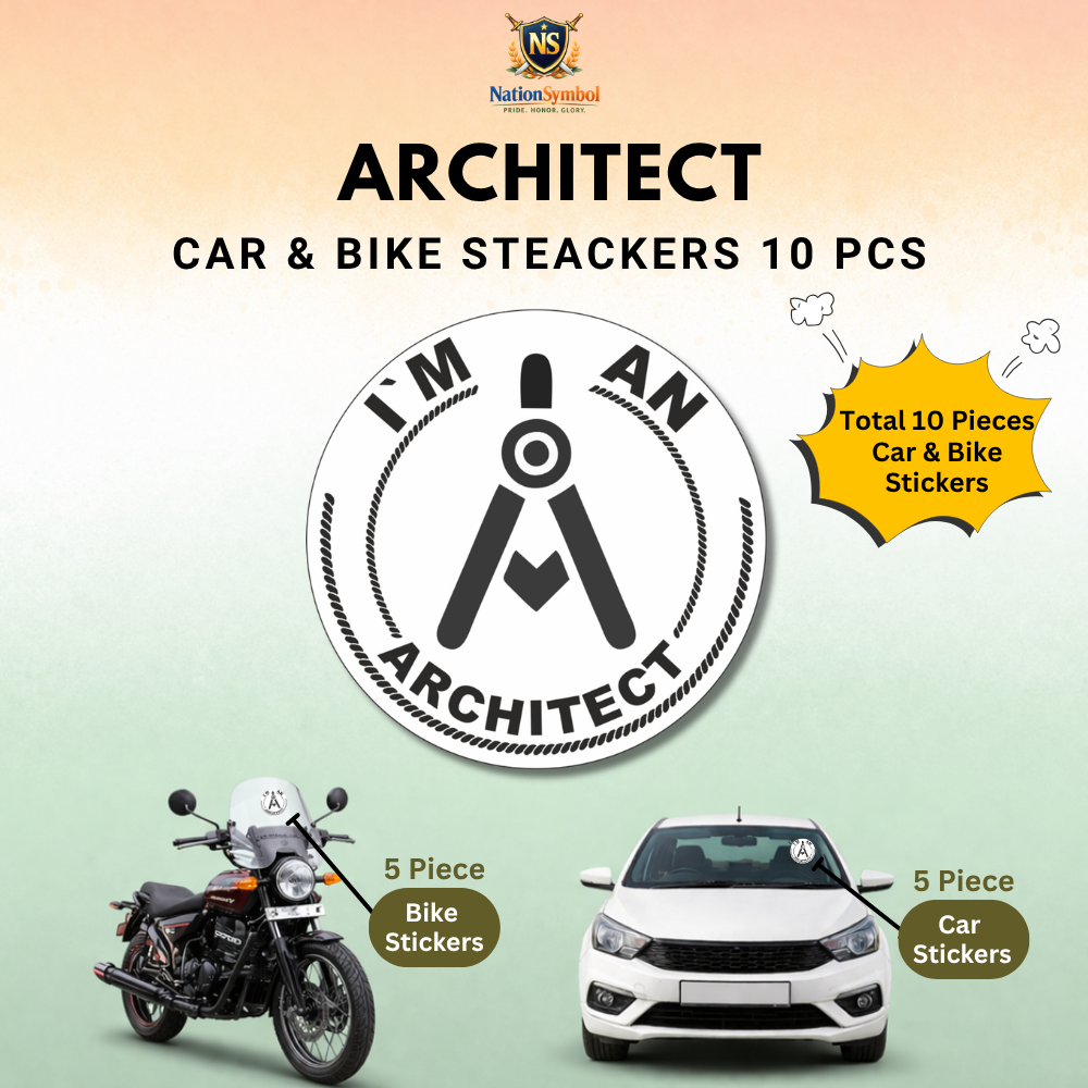 Architect White Car & Bike Sticker – Pack of 10