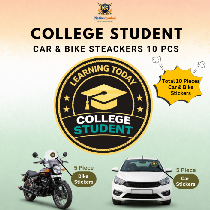 College Student Car & Bike Sticker – Pack of 10