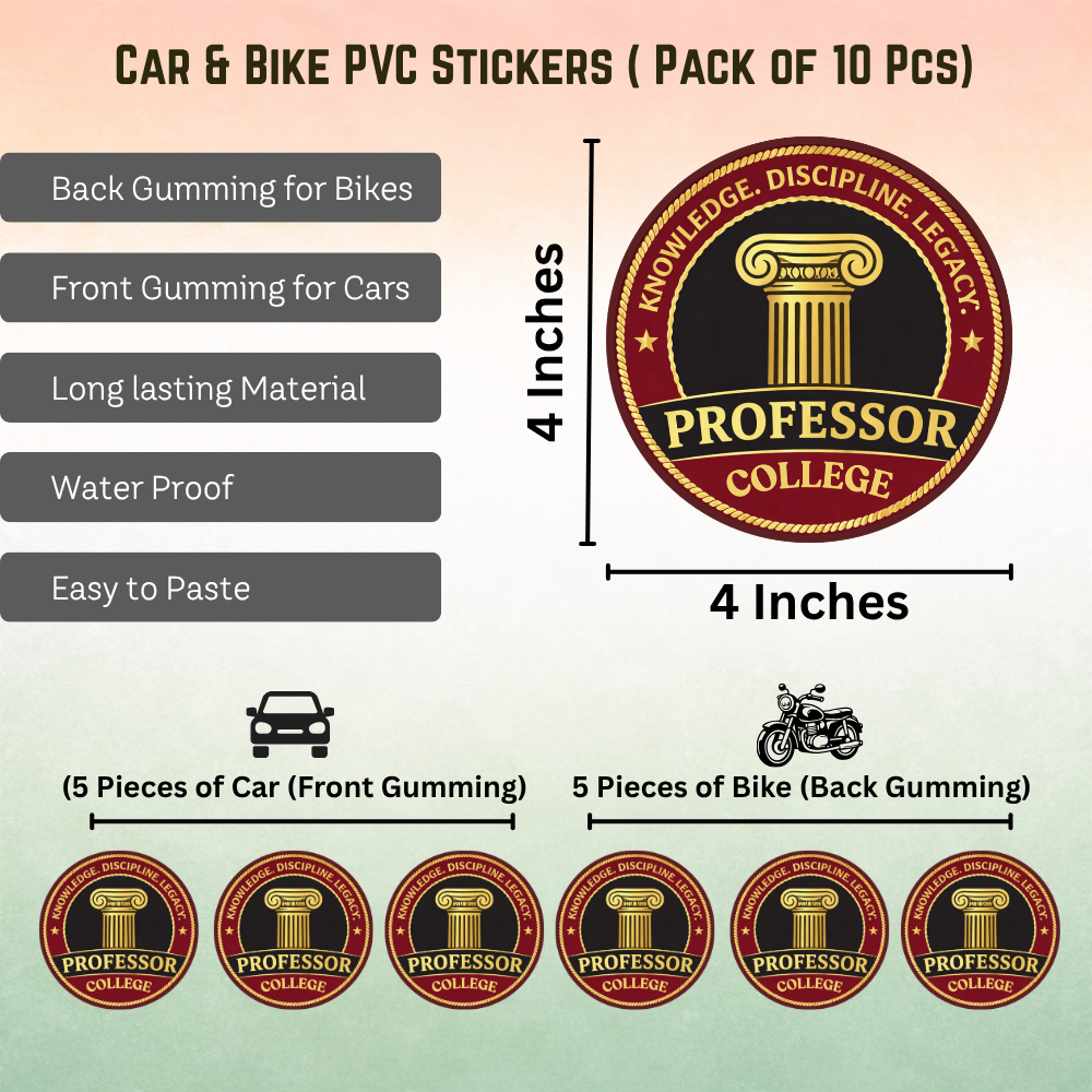 College Professor Car & Bike Sticker – Pack of 10 - Image 3
