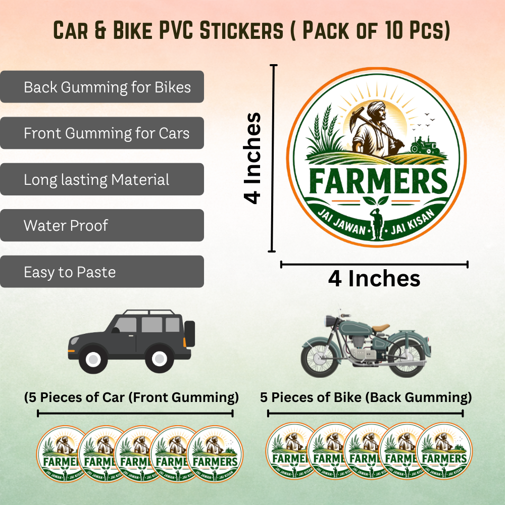 Farmer Car & Bike Sticker – Pack of 10 - Image 2