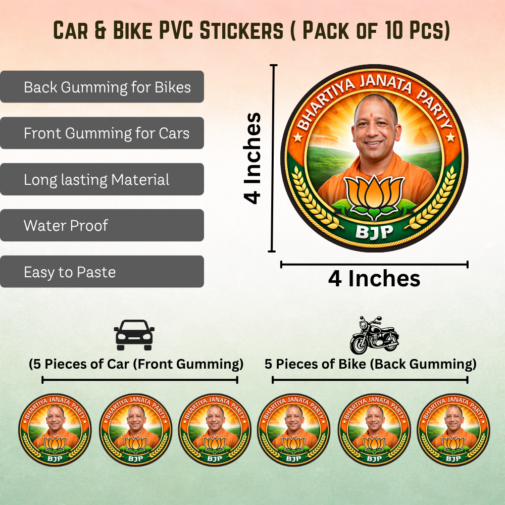 Yogi Ji BJP Car & Bike Sticker – Pack of 10 - Image 2