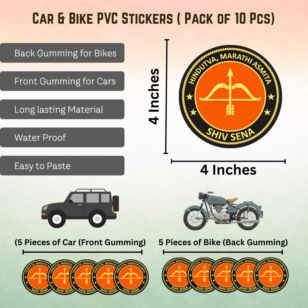 Shiv Sena Party Car & Bike Sticker – Pack of 10 - Image 2