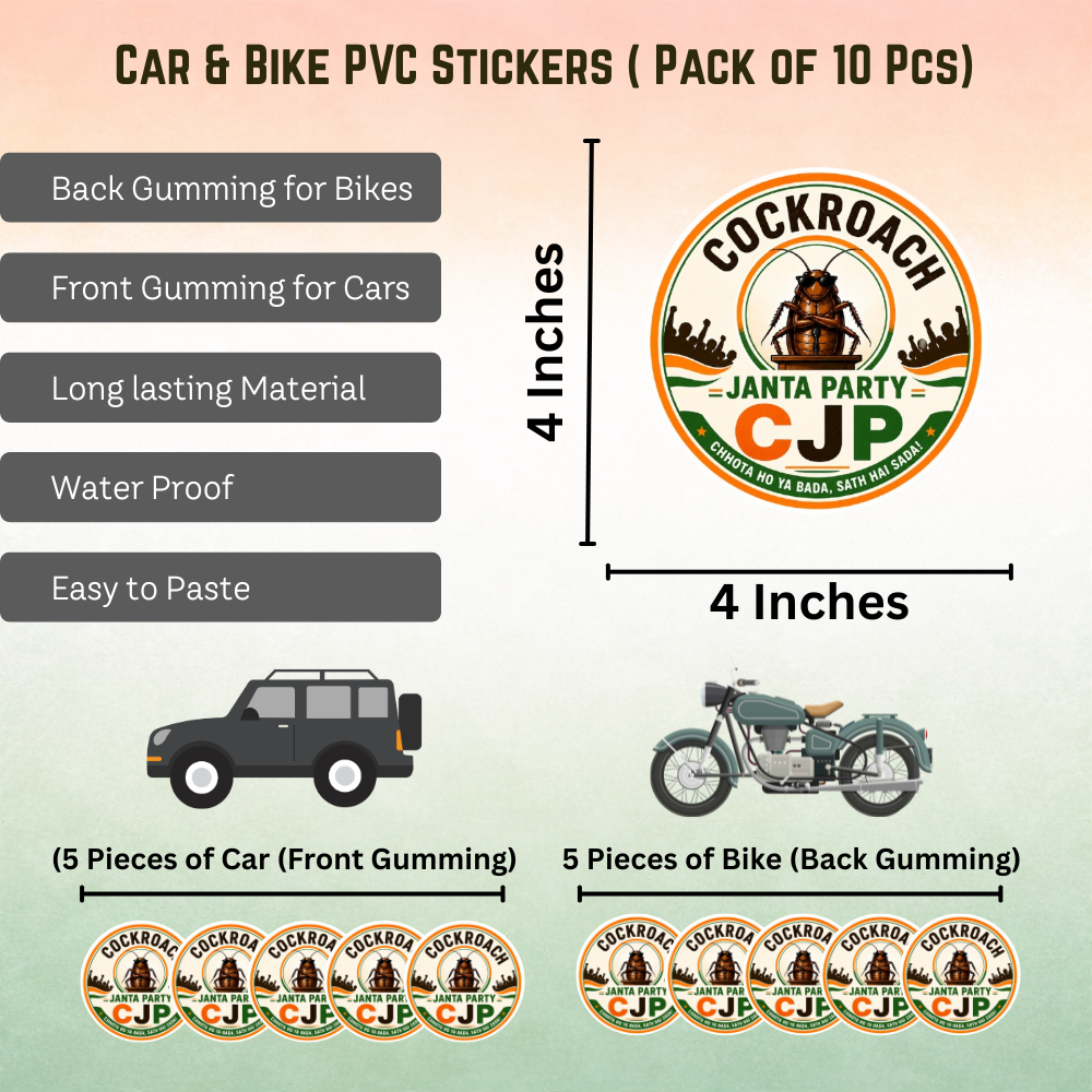 Cockroach Janta Party Car & Bike Sticker – Pack of 10 - Image 2