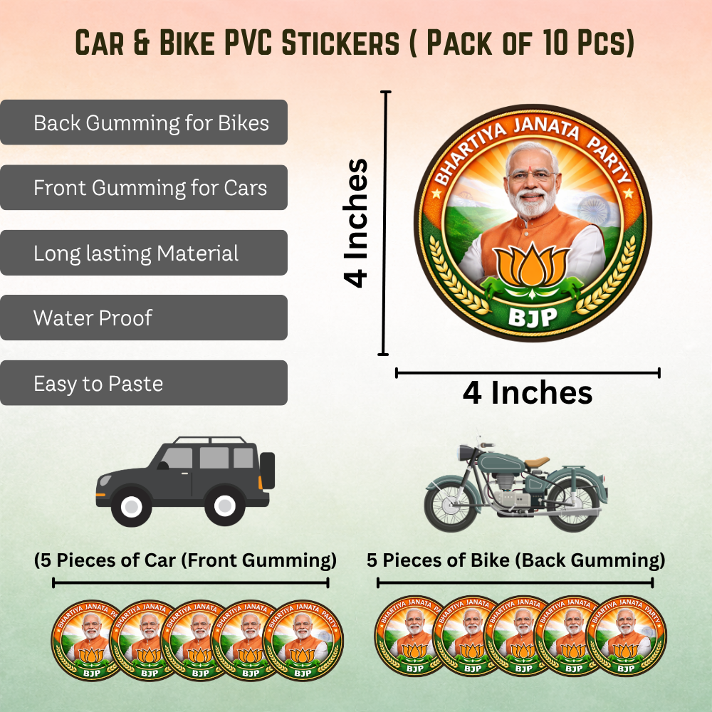Modi ji BJP Car & Bike Sticker – Pack of 10 - Image 2