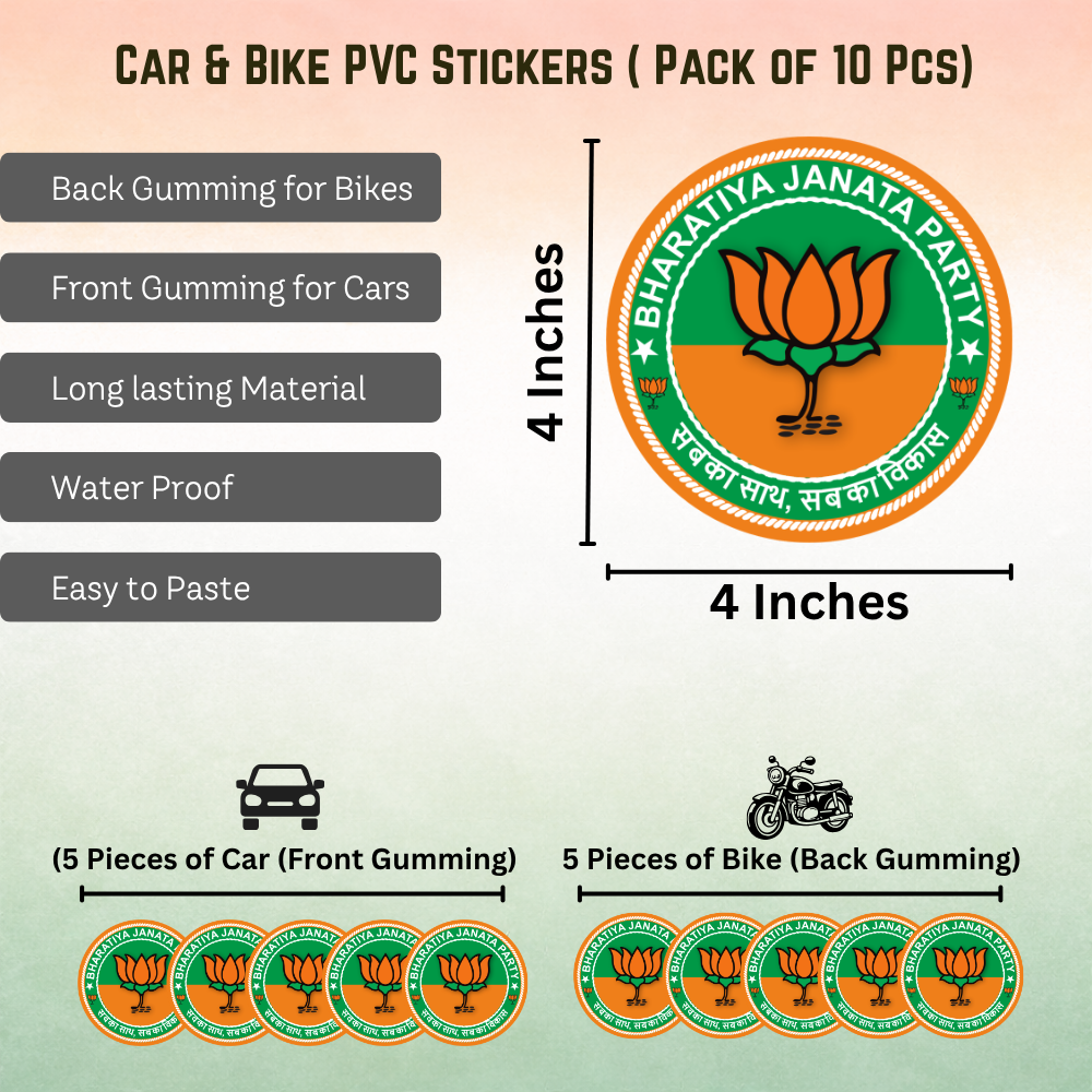 BJP Hindi Car & Bike Sticker – Pack of 10 - Image 2