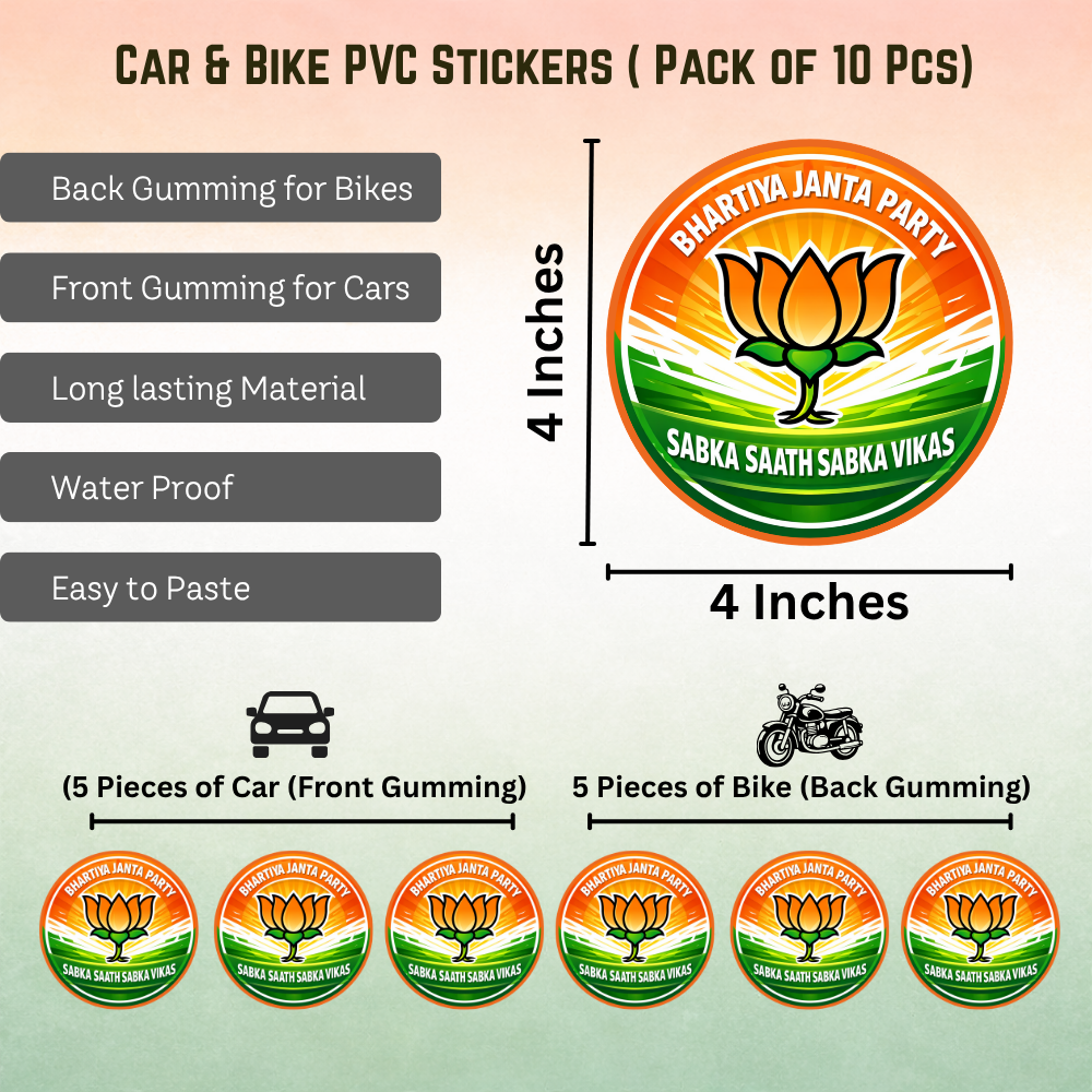 BJP English Car & Bike Sticker – Pack of 10 - Image 2