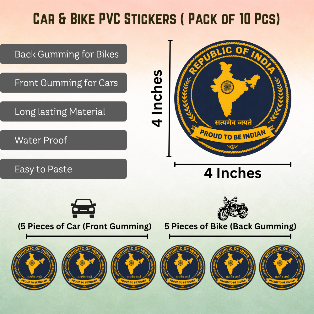 Republic of India Car & Bike Sticker – Pack of 10 - Image 2