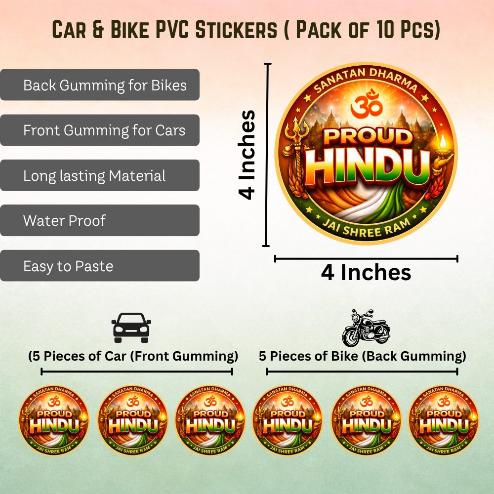 Proud to Be Hindu Car & Bike Sticker – Pack of 10 - Image 2
