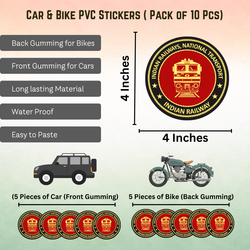 Indian Railway Car & Bike Sticker – Pack of 10 - Image 2
