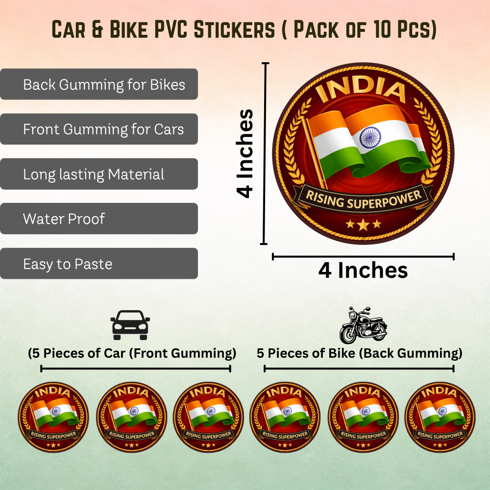 India Rising Superpower Car & Bike Sticker – Pack of 10 - Image 2