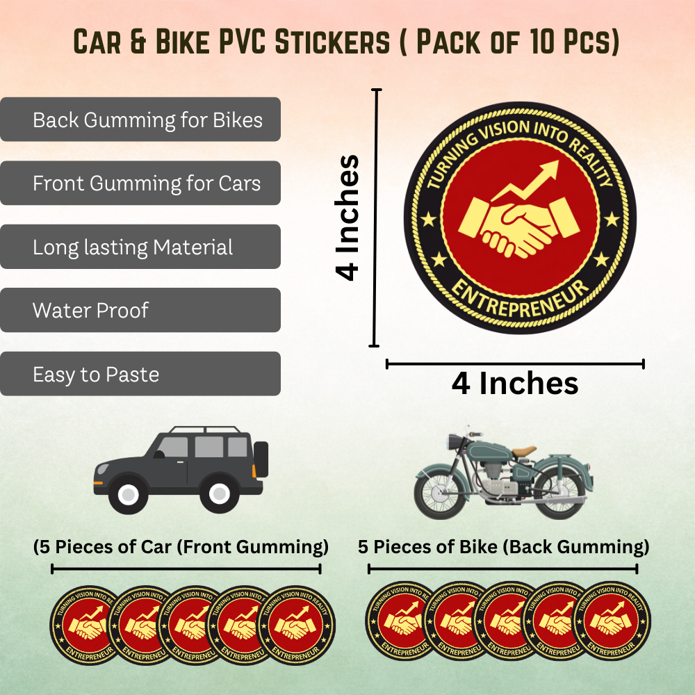 Entrepreneur Car & Bike Sticker – Pack of 10 - Image 2