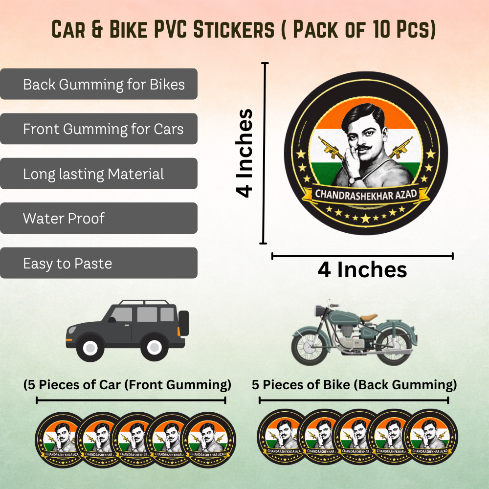 Chandra Shekhar Azad Car & Bike Sticker – Pack of 10 - Image 2