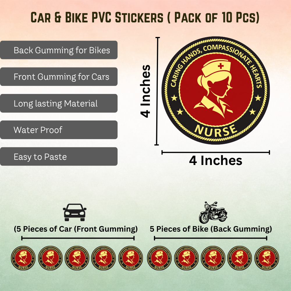 Medical Nurse Car & Bike Sticker – Pack of 10 - Image 2