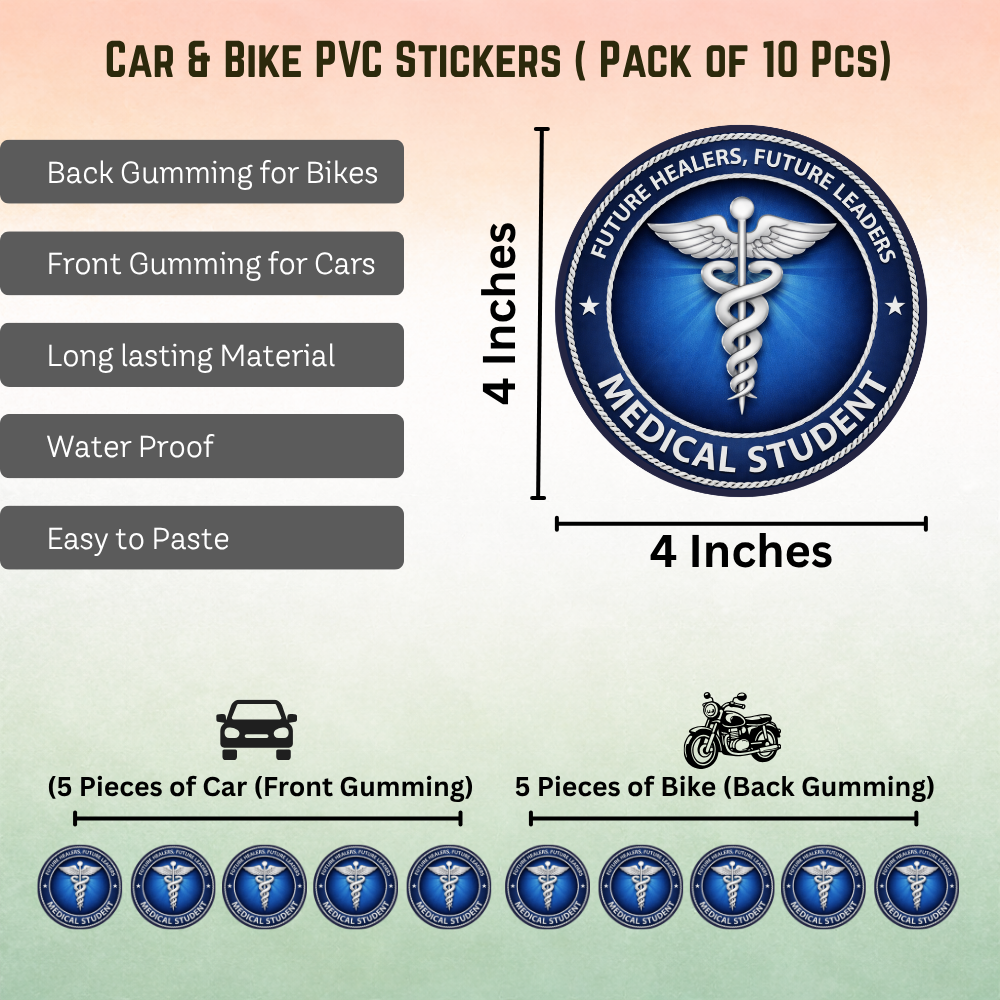 Medical Student Car & Bike Sticker – Pack of 10 - Image 2