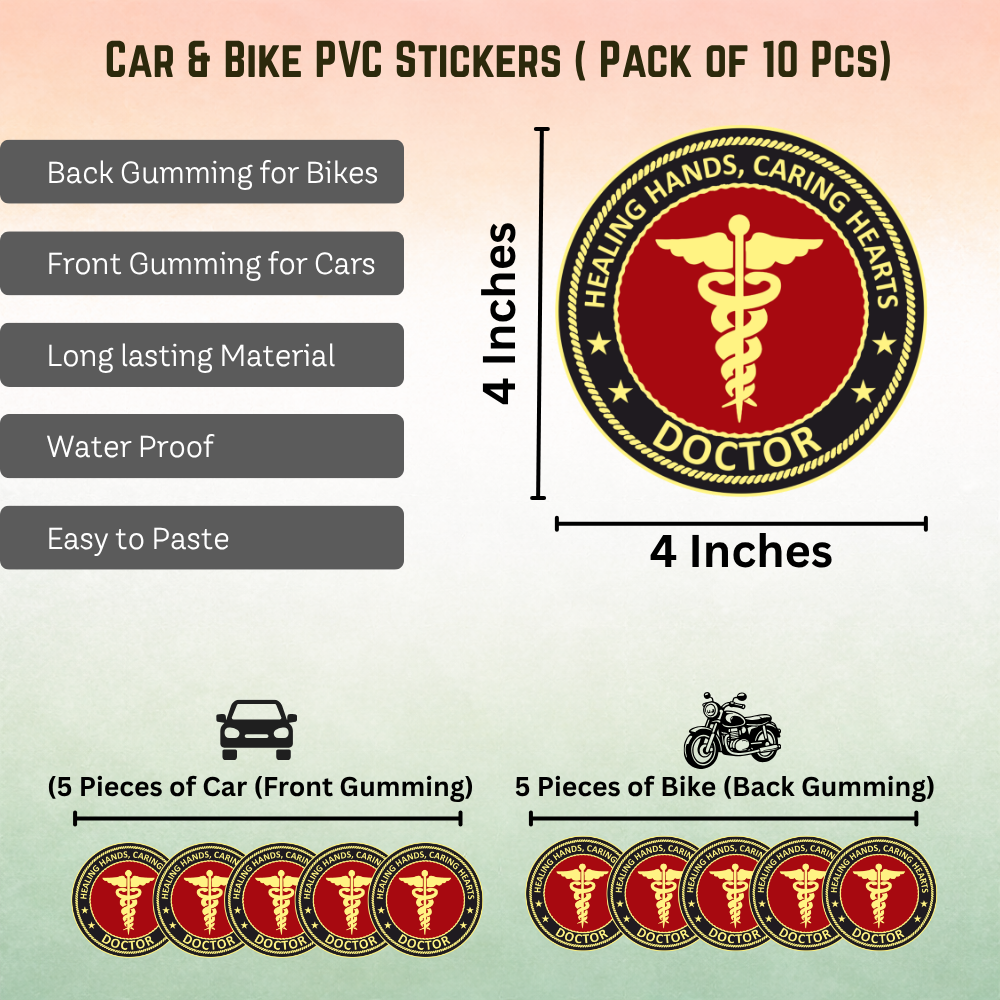 Doctor Car & Bike Sticker – Pack of 10 - Image 2