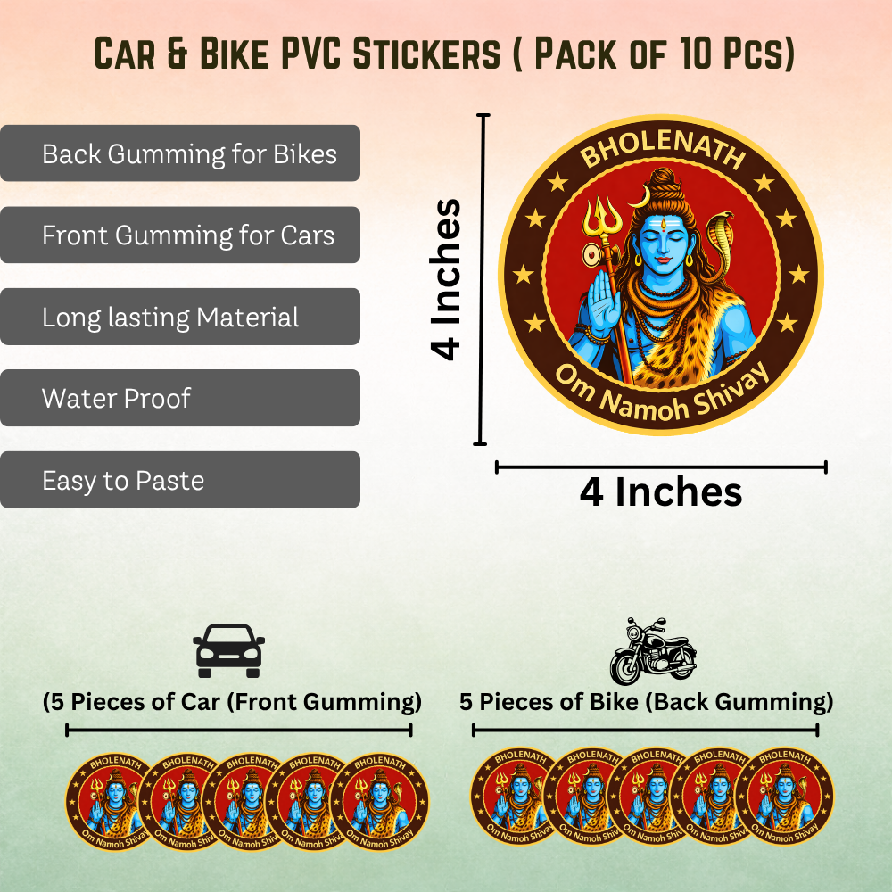 Bholenath Ji Car & Bike Sticker – Pack of 10 - Image 2