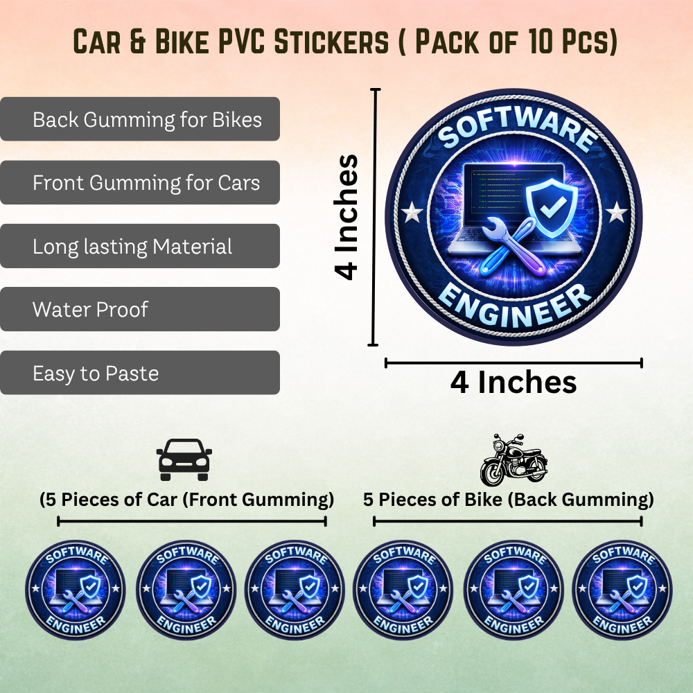 Software Engineer Car & Bike Sticker – Pack of 10 - Image 2
