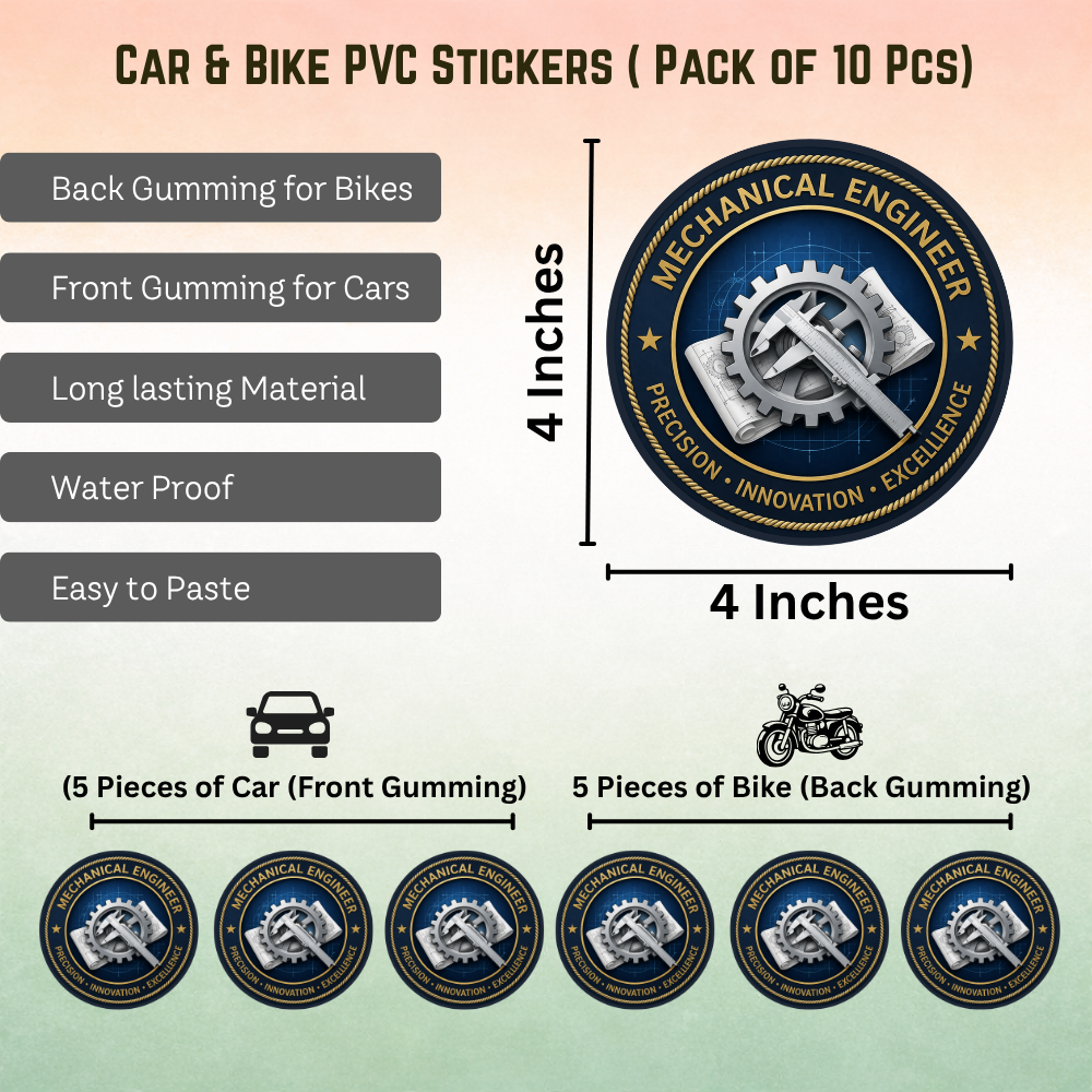 Mechanical Engineer Car & Bike Sticker – Pack of 10 - Image 2