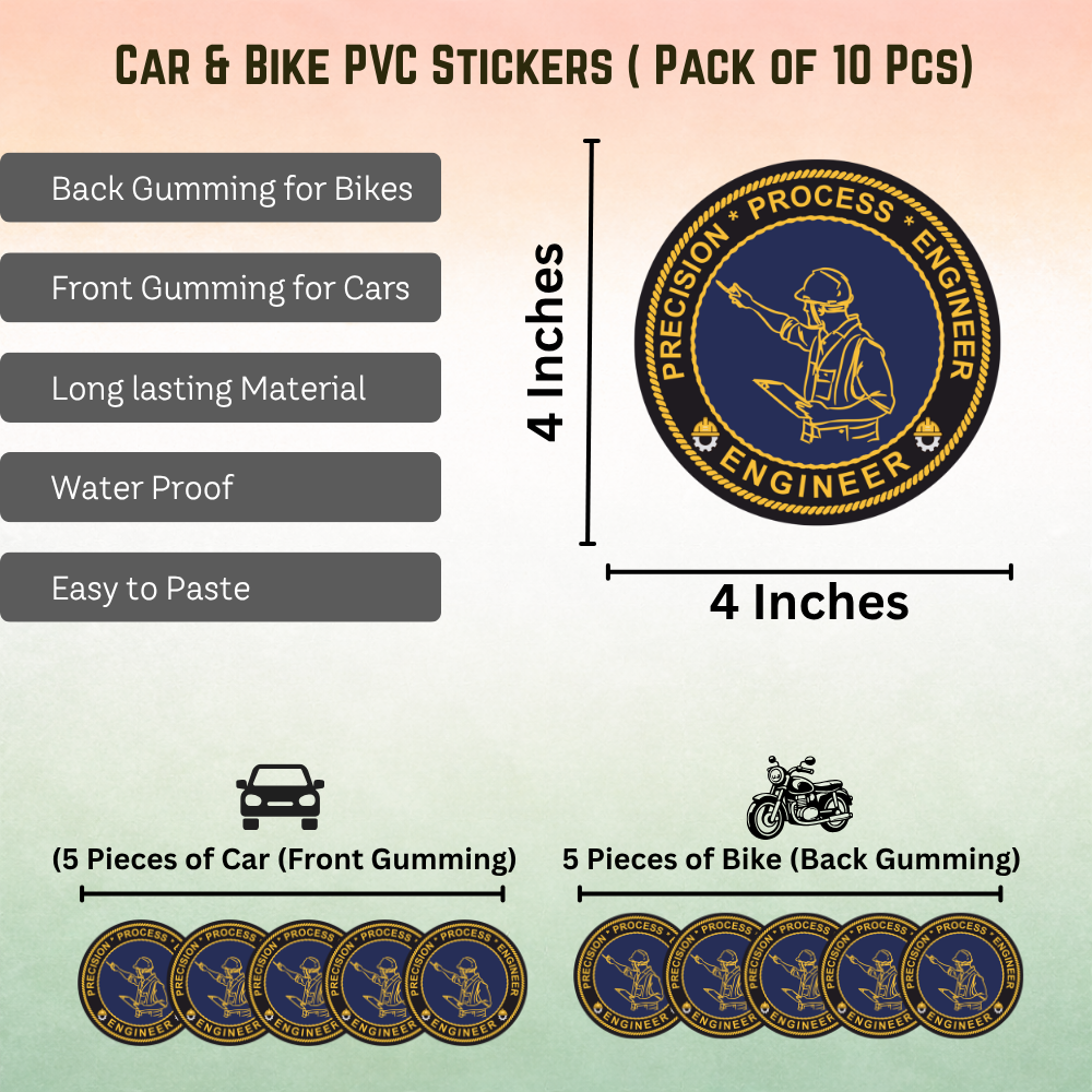 Engineer Car & Bike Sticker – Pack of 10 - Image 5