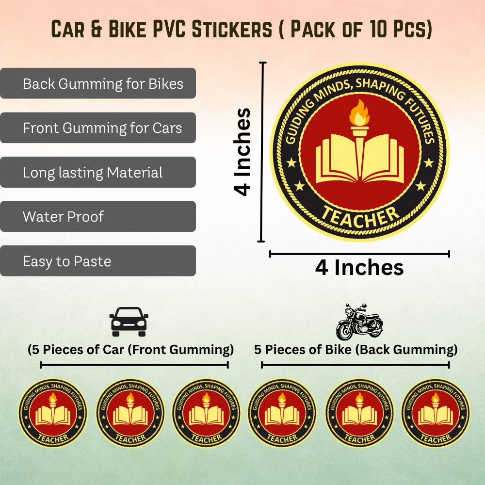 Teacher Car & Bike Sticker – Pack of 10 - Image 2
