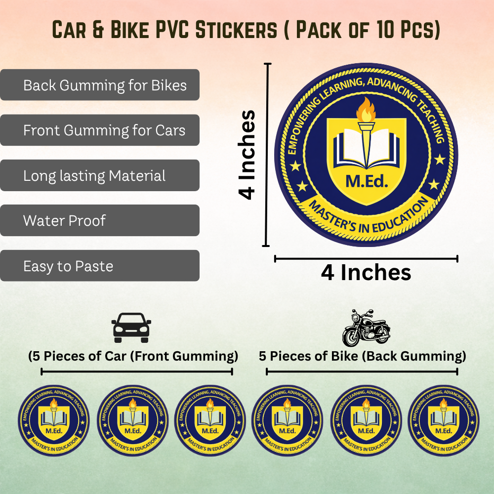 Master in Education Car & Bike Sticker – Pack of 10 - Image 2