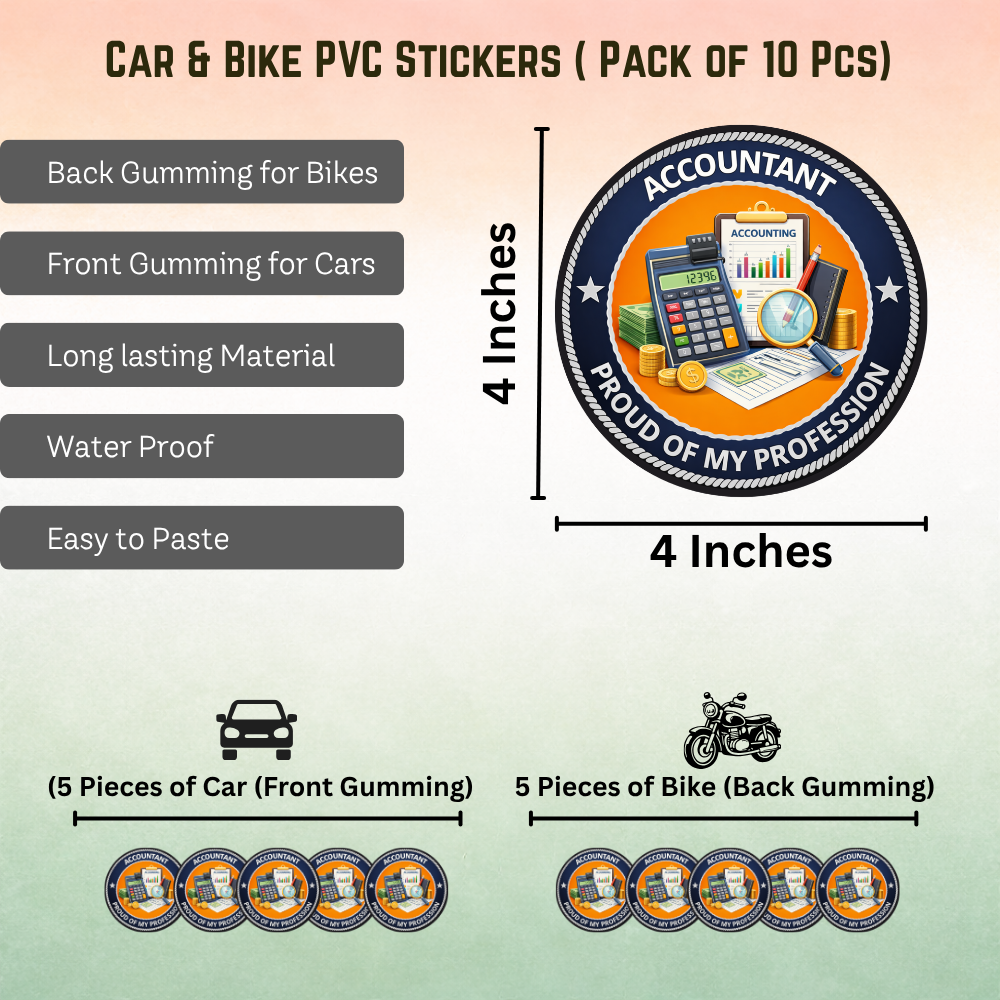 General Accountant Car & Bike Sticker – Pack of 10 - Image 5